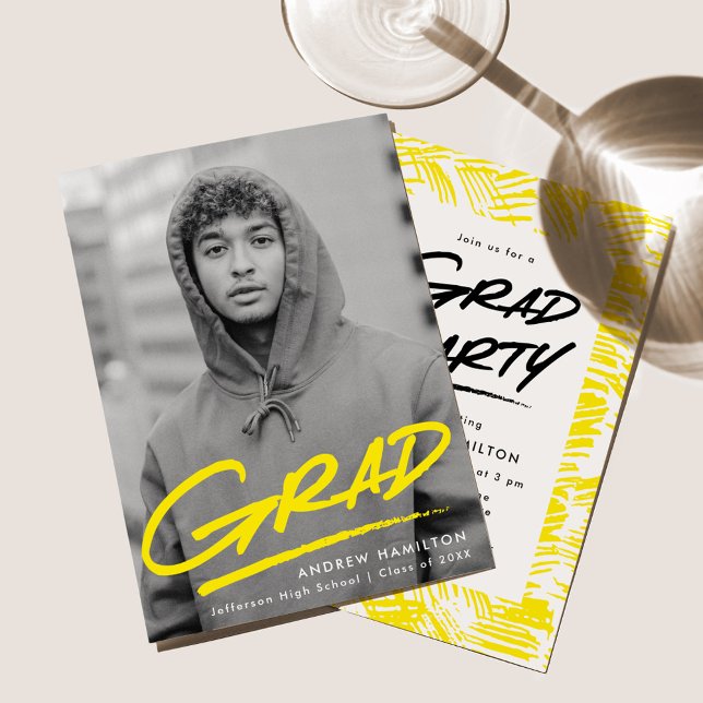 Invitación Amarillo | Fiesta de graduación de fotos discontin (Subido por el creador)