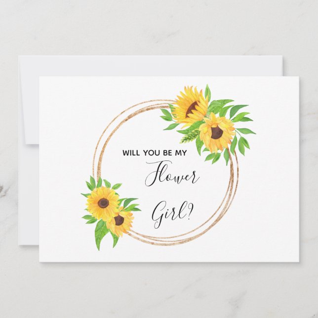 Invitación Amarillo floral de girasol será mi chica flor (Anverso)