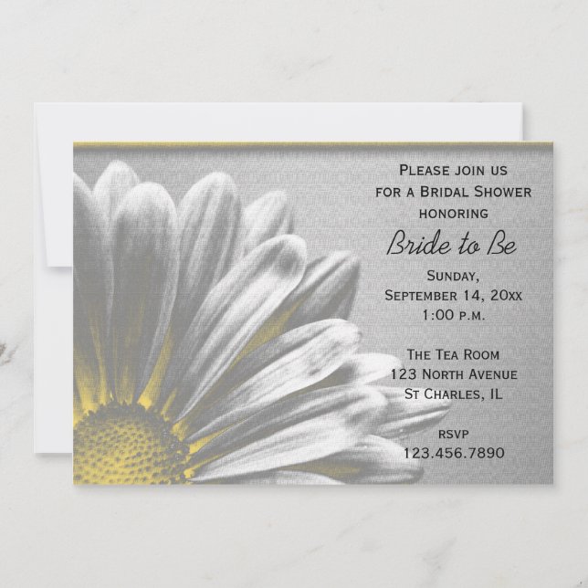 Invitación Amarillo Floral Resalta la ducha de novia (Anverso)
