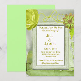 Invitación Amarillo floral y Boda verde