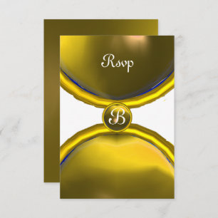 Invitación AMARILLO GEM ORO ANILLOS MÁGICOS MONOGRAM rsvp