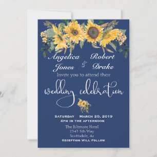 Invitación Amarillo Girasol de la Marina Moderno Elegante Bod