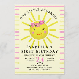 Invitación Amarillo lindo Nuestro pequeño sol Fiesta de cumpl