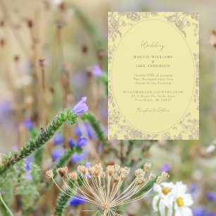 Invitación Amarillo Mantecoso Chinoiserie Boda Elegante