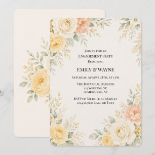 Invitación Amarillo Mantequilla Melocotón Marfil Floral Compr
