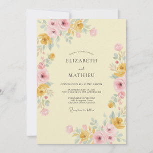 Invitación Amarillo Mantequilla Prado Artístico Boda
