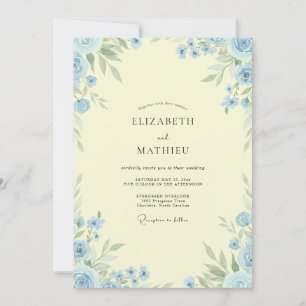 Invitación Amarillo Mantequilla Romántico Floral Boda