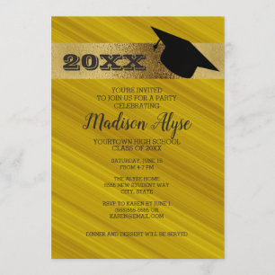 Invitación Amarillo Mostaza con Fiesta de Gorra de Graduación