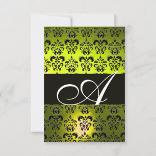 INVITACIÓN AMARILLO NEGRO DAMASCO MONOGRAMA BLANCO