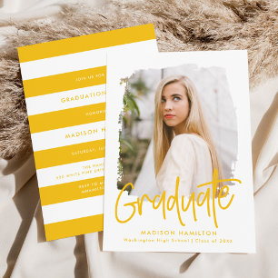 Invitación Amarillo Partido de Graduación de Fotografías de