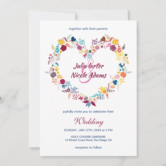 Invitación Amarillo Púrpura Verde Flores de Primavera Ira Bod (Anverso)