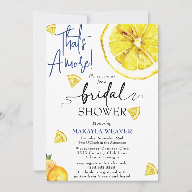 Invitación amarillo que es más ducha de novia limón (Anverso)