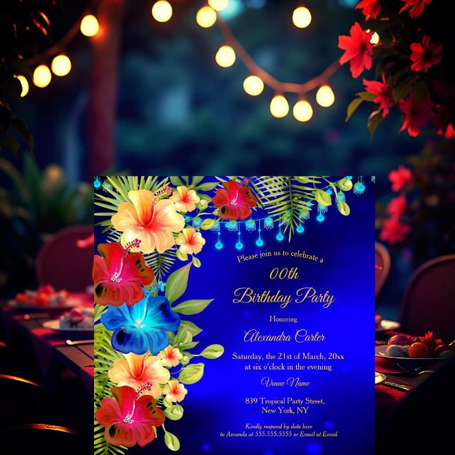 Invitación Amarillo Rojo Tropical Hibiscus floral Cumpleaños (Subido por el creador)