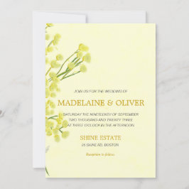 Invitación Amarillo Wattle Boda Botánico Simple Moderno