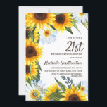 Invitación Amarillos girasoles White Daisies 21º cumpleaños<br><div class="desc">Girasoles rústicos amarillos y marrones y marrones blancos con hermosas hojas verdes en la blanca invitación de cumpleaños 21 para las mujeres. La parte trasera de esta tarjeta tiene un patrón de puntos polka amarillos sobre blanco. Póngase en contacto con nosotros para obtener ayuda sobre la personalización o para solicitar...</div>
