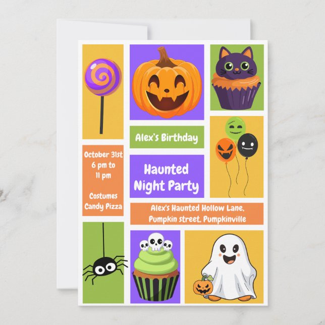 Invitación Amarrado Fiesta nocturno cumpleaños - noche de Hal (Anverso)