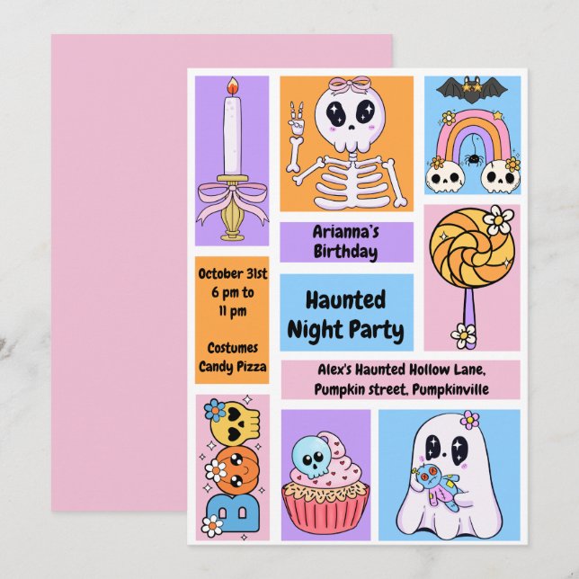 Invitación Amarrado Fiesta nocturno cumpleaños - noche de Hal (Anverso / Reverso)