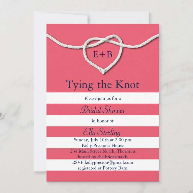 Invitación Amarramiento de la coral de Knot Bridal Shower (Anverso)