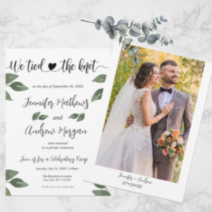 Invitación Amarramos el nudo Recepción de boda fotográfica