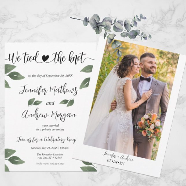 Invitación Amarramos el nudo | Recepción de boda fotográfica (Subido por el creador)