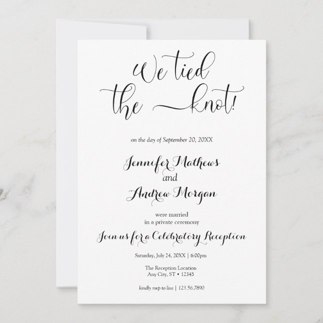 Invitación Amarramos el nudo | Recepción de boda fotográfica (Anverso)