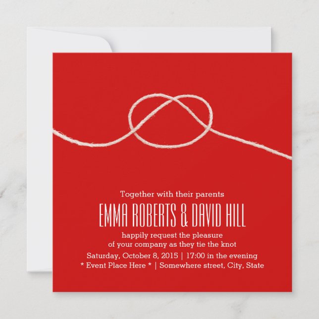 Invitación Amarrando el amor grande Boda rojo (Anverso)