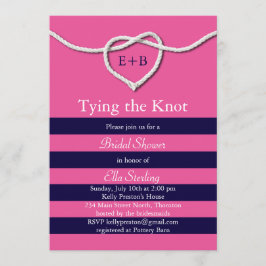 Invitación Amarrando el Knot Fuchsia & Navy Bridal Shower