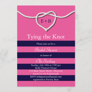 Invitación Amarrando el Knot Fuchsia & Navy Bridal Shower