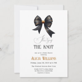 Invitación Amarrando el Knot Gold Black Bow Bridal Shower