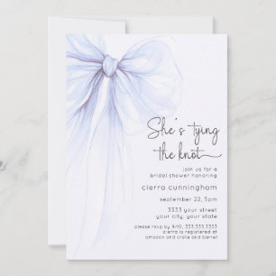 Invitación Amarrando el nudo azul Coquette Bow Bridal Shower