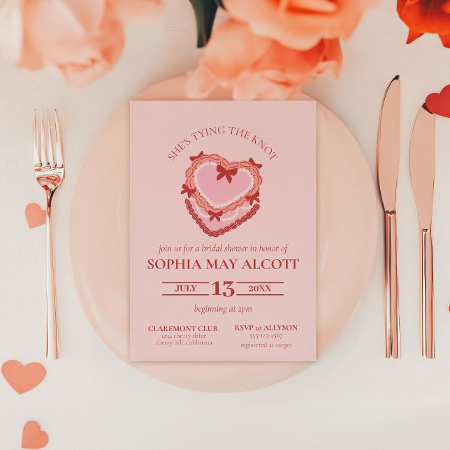Invitación Amarrando la cortadora de Knot Coquette Cake Brida (Subido por el creador)