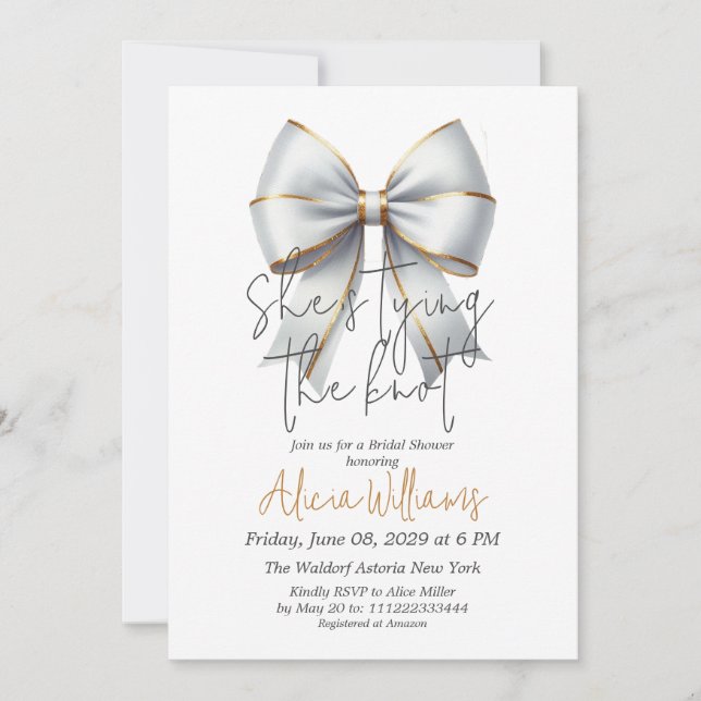 Invitación Amarrando la ducha de novias con piel blanca y sin (Anverso)