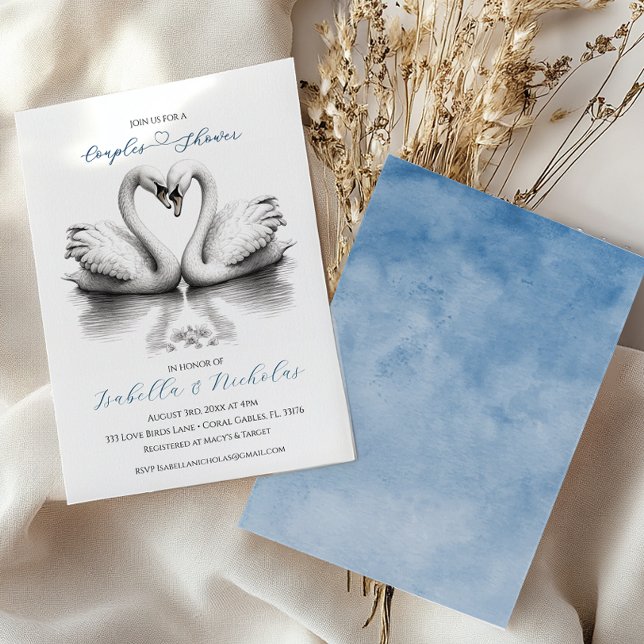 Invitación Amarres de corazón Pájaros Parejas Ducha de novia (Couple Shower Invite)