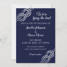 Invitación Amarró Al Boda De La Armada Blanca De Cuchillo Náu