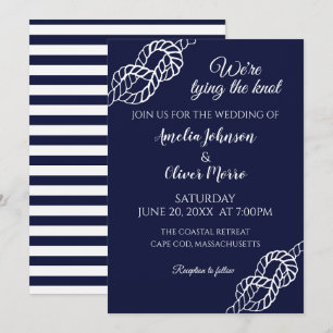 Invitación Amarró Al Boda De La Armada Blanca De Cuchillo Náu