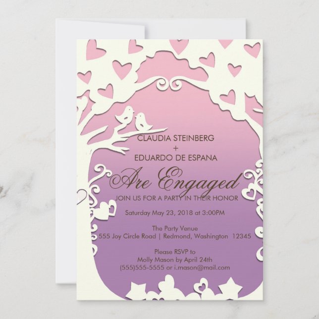 Invitación Amas amorosas para siempre en Pastel Púrpura (Anverso)