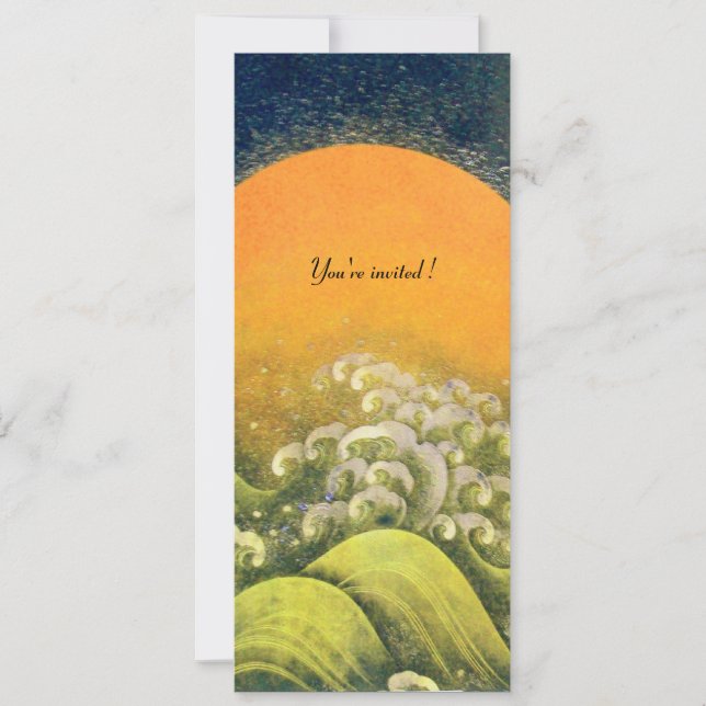 Invitación AMATERASU, DIOSA DEL SOL, amarillo verde negro (Anverso)