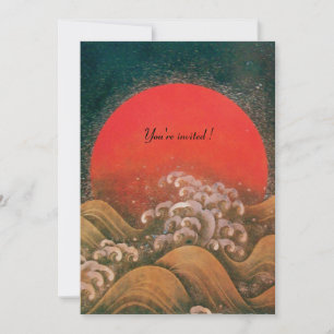 Invitación AMATERASU, DIOSA DEL SOL, amarillo verde negro roj