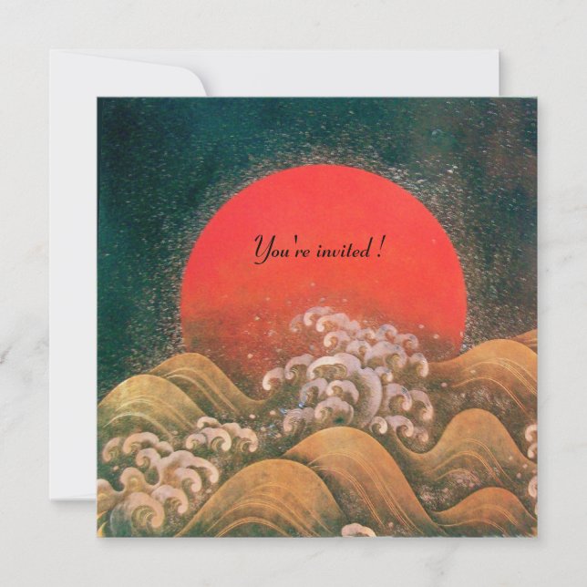 Invitación AMATERASU, DIOSA DEL SOL, rojo negro marrón (Anverso)