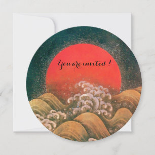 Invitación AMATERASU, DIOSA DEL SOL, rojo negro marrón