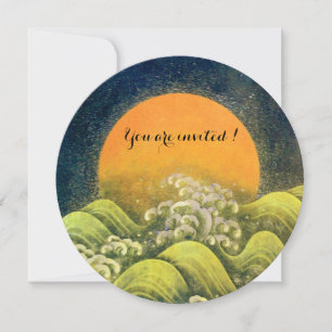 Invitación AMATERASU , SUN GODDESS , amarillo marrón negro