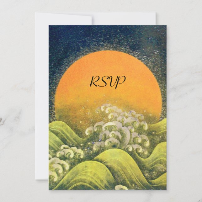 Invitación AMATERASU ,SUN GODDESS RSVP ,amarillo verde negro (Anverso)