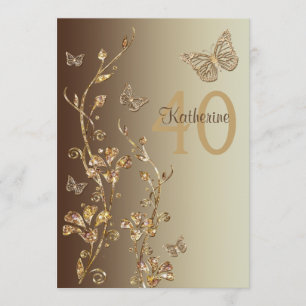 Invitación Ámbar, flores de Brown y cumpleaños de las
