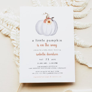 Invitación Ámbar - Una pequeña calabaza rústica para baby sho
