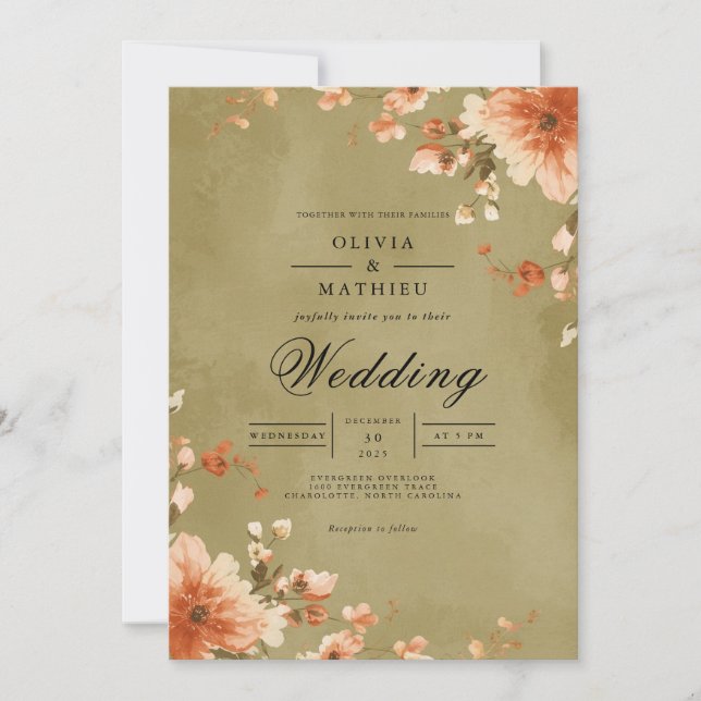 Invitación Amber Blossom Flourish Boda (Anverso)