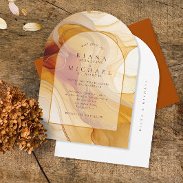 Invitación Amber Brandy Abstract Ink Boda Arch ID1089