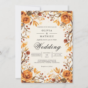 Invitación Amber Floral Branch Flourish Boda