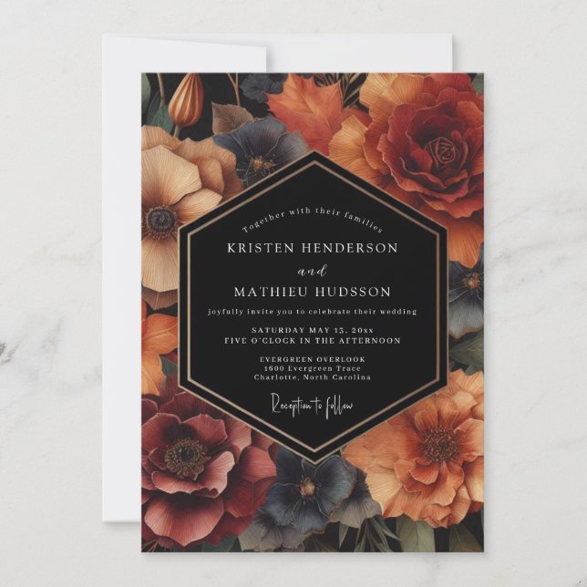 Invitación Amber Floral Harvest Wedding (Anverso)