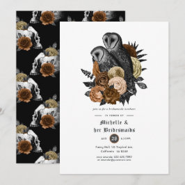 Invitación Amber Floral Owls Gótica Bridesmaids Luncheon