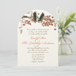 Invitación Amber Glow Fall Leaf Love Bird Boda
